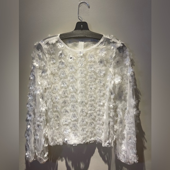 Sheer Blouse with Flowers - Picture 2 of 4